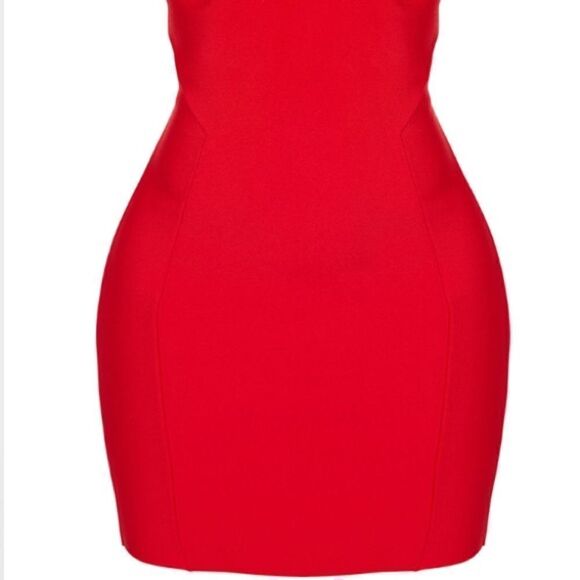Pretty Little Thing Red BodyCon Shape Bandage Stretch Sexy Mini Dress NEW - Picture 4 of 16